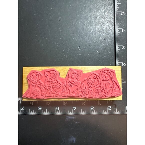 Puppy Dogs Border Design By The Stamp Pad Co Rubber Stamp Lab Yorkie - Picture 2 of 3